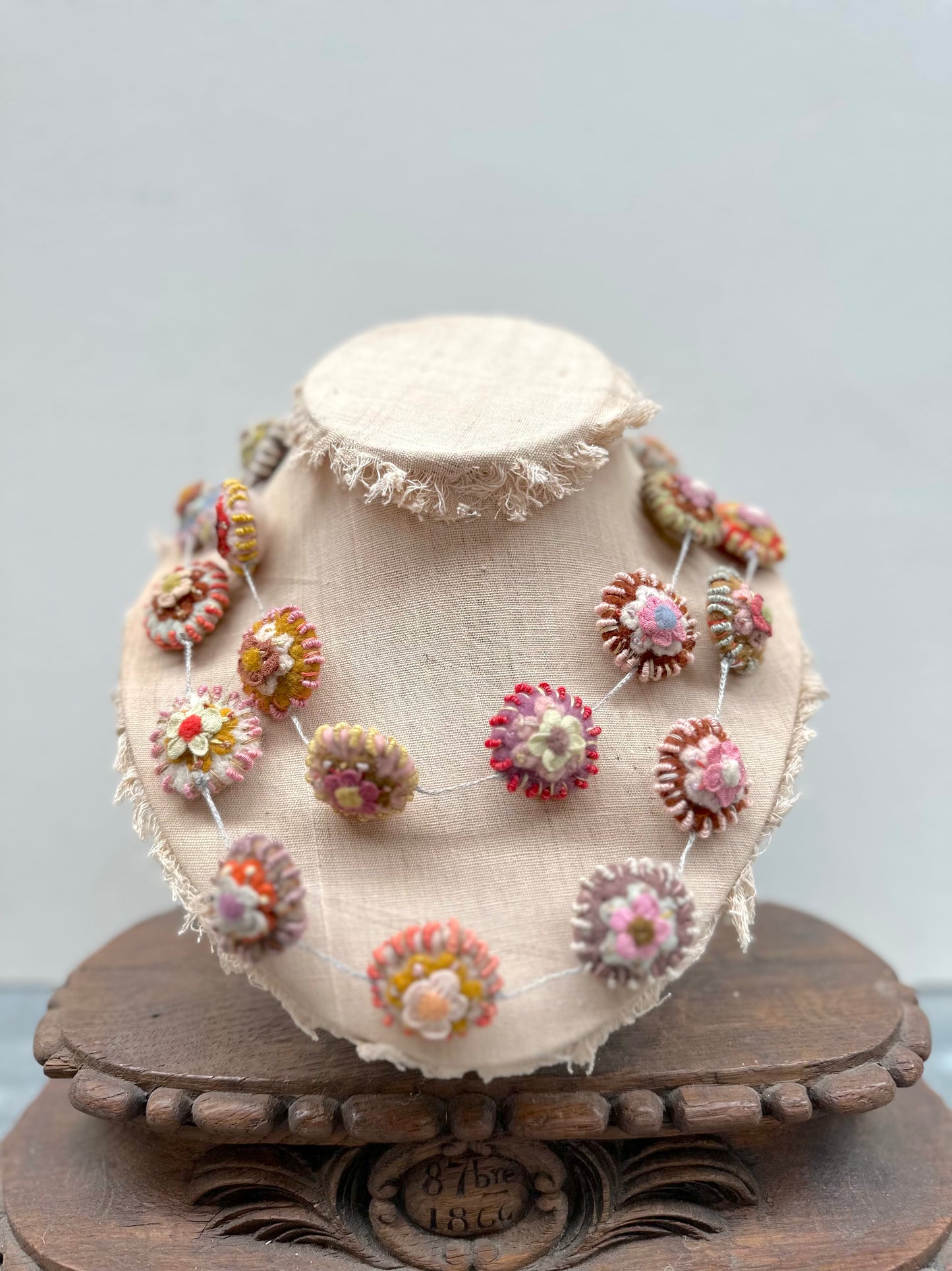 Sophie Digard Round Felt Flower Long Necklace