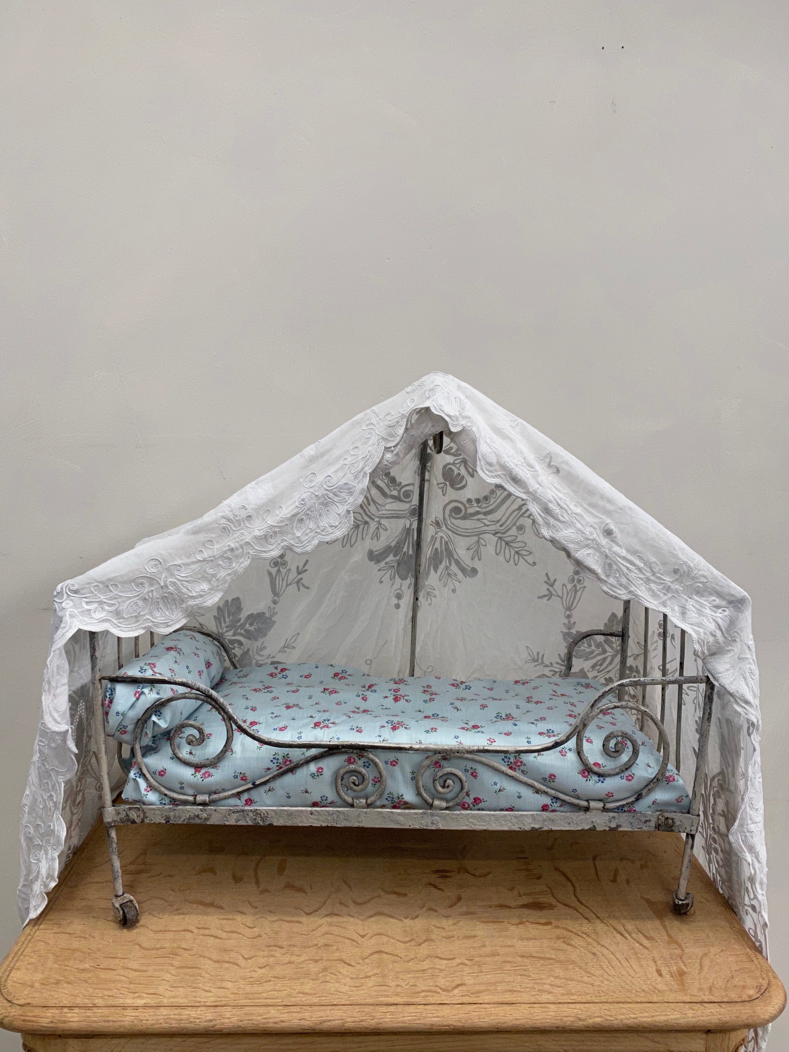 Antique French Metal Dolls Day Bed