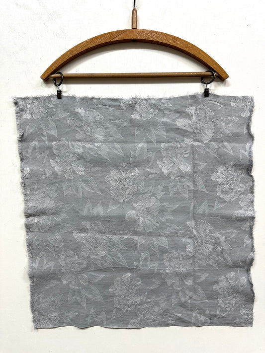 Vintage 'French Grey' Floral Damask Cotton Panel 50x50cm