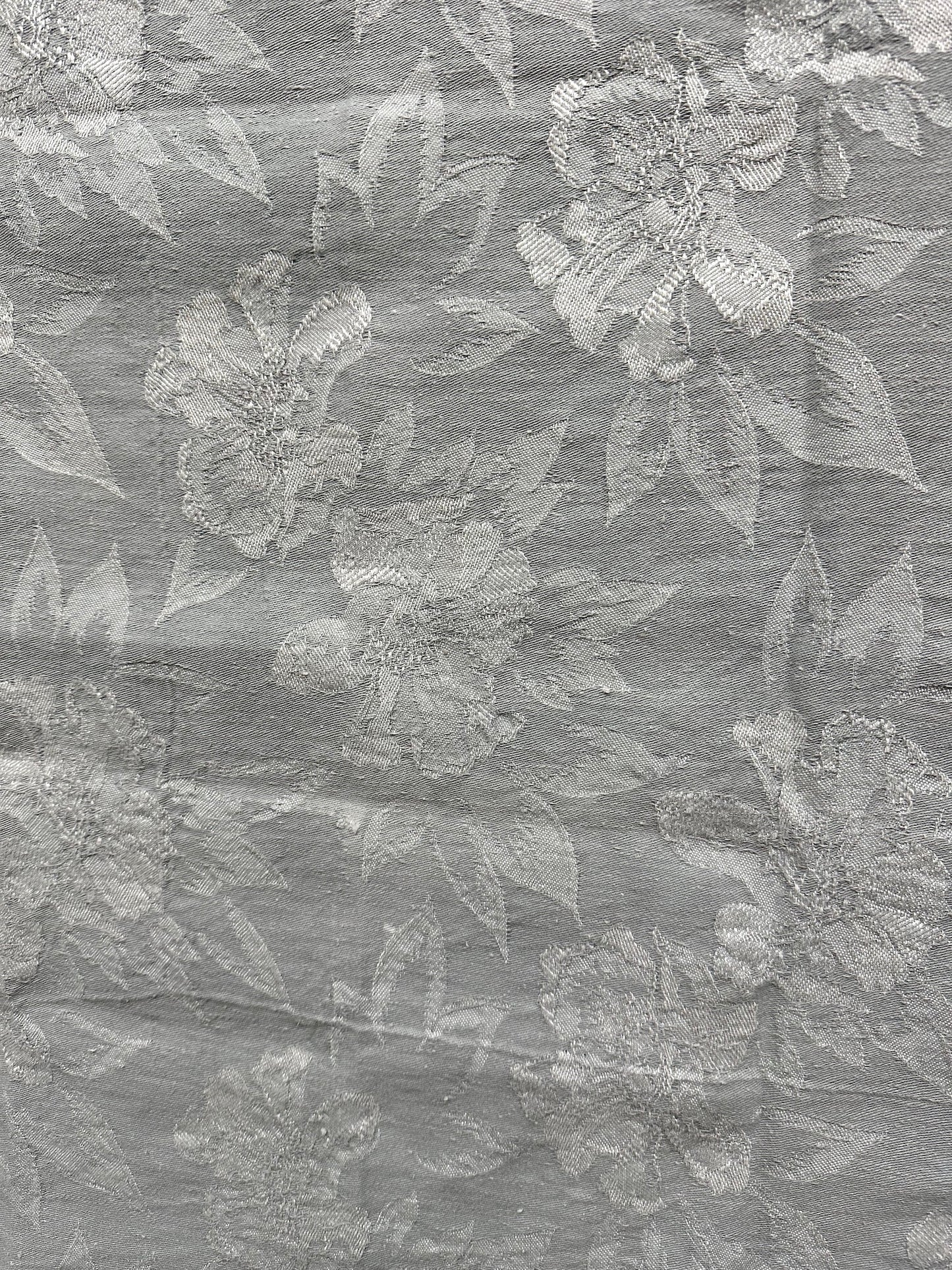 Vintage 'French Grey' Floral Damask Cotton Panel 50x50cm