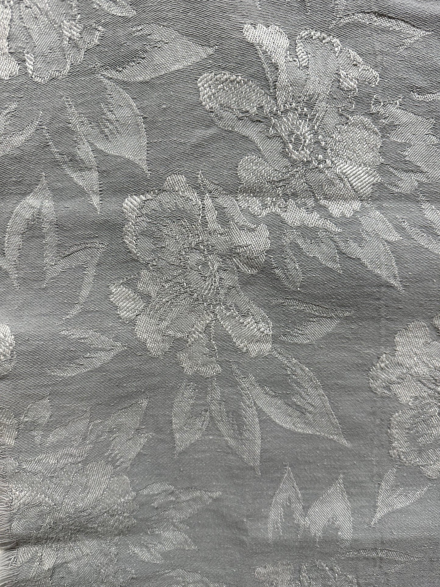 Vintage 'French Grey' Floral Damask Cotton Panel 50x50cm