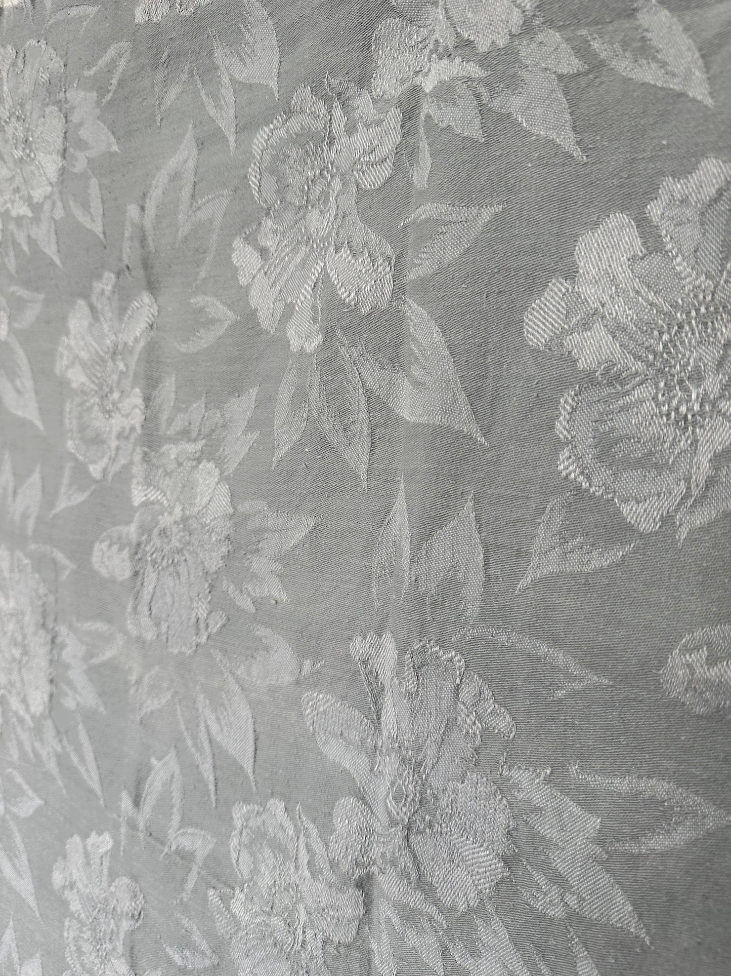 Vintage 'French Grey' Floral Damask Cotton Panel 50x50cm