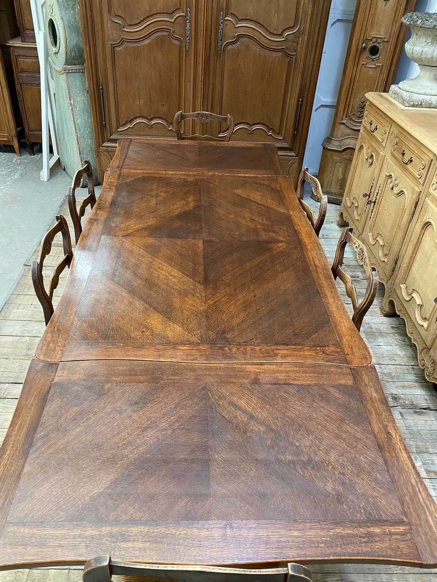 Antique French Louis XV Oak Extension Dining Table