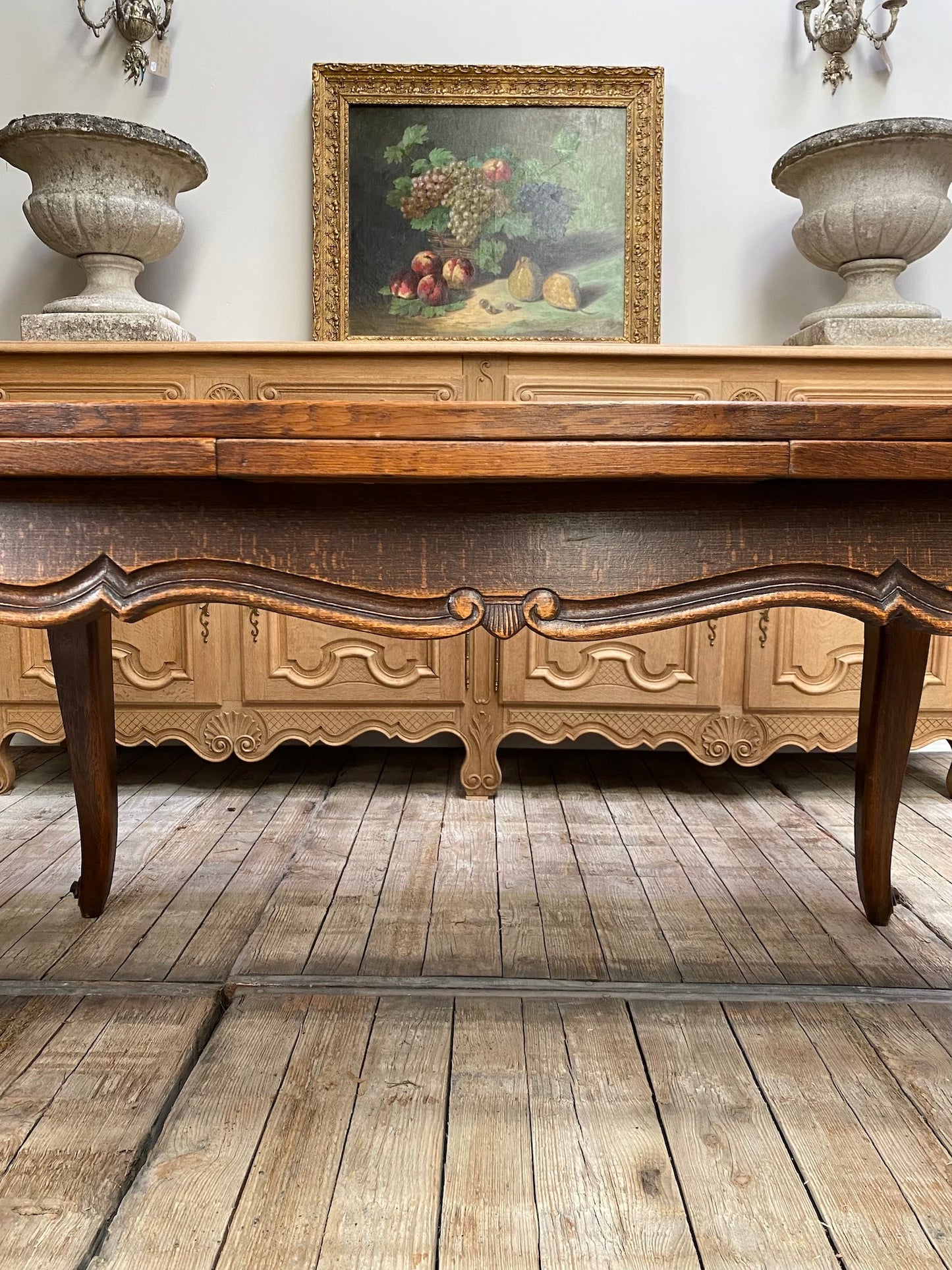 Antique French Louis XV Oak Extension Dining Table