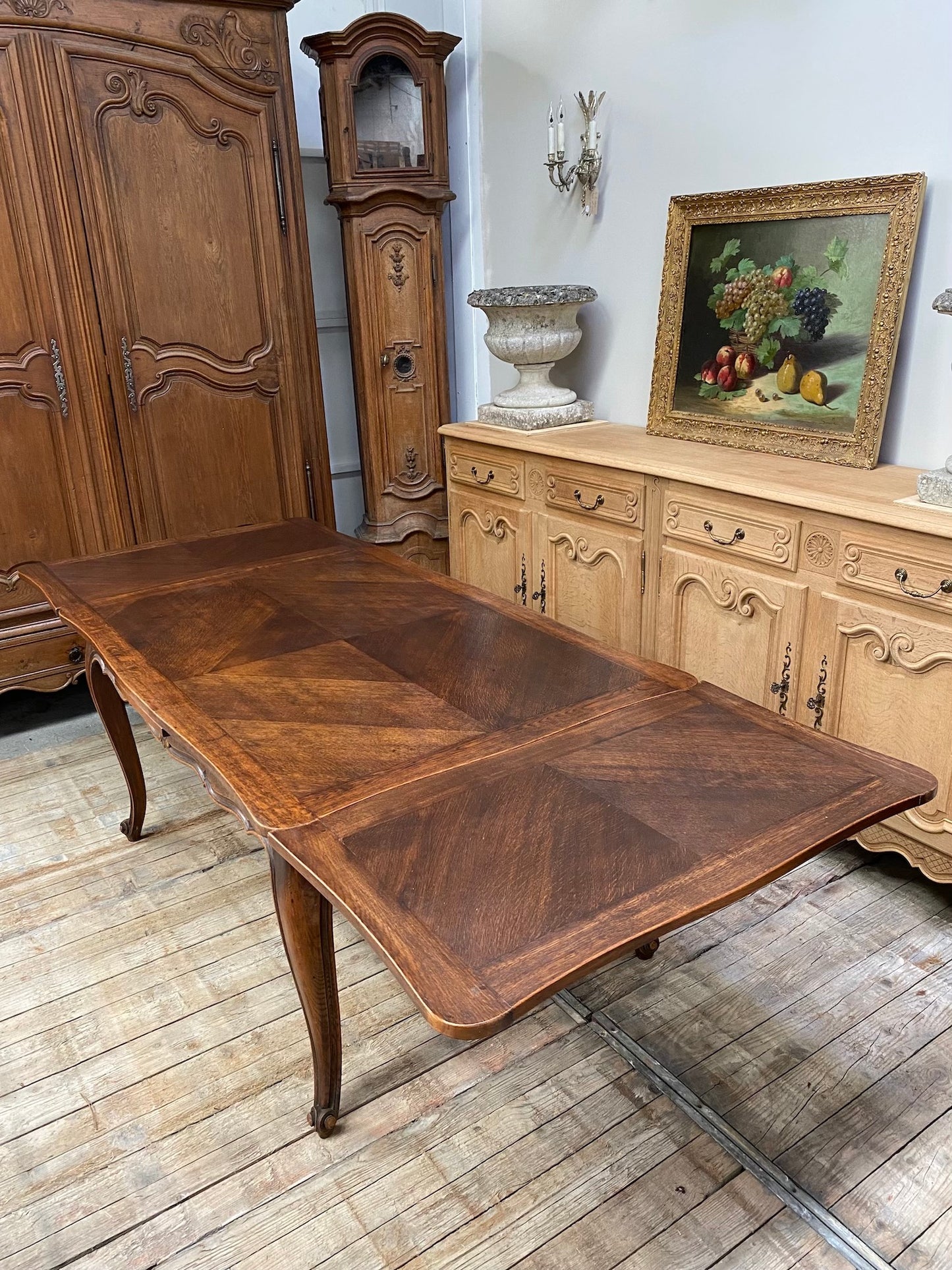 Antique French Louis XV Oak Extension Dining Table