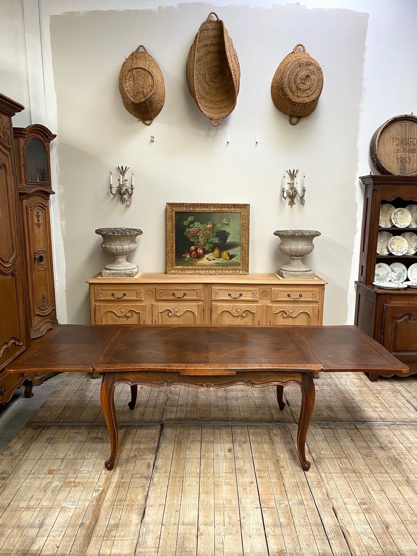 Antique French Louis XV Oak Extension Dining Table