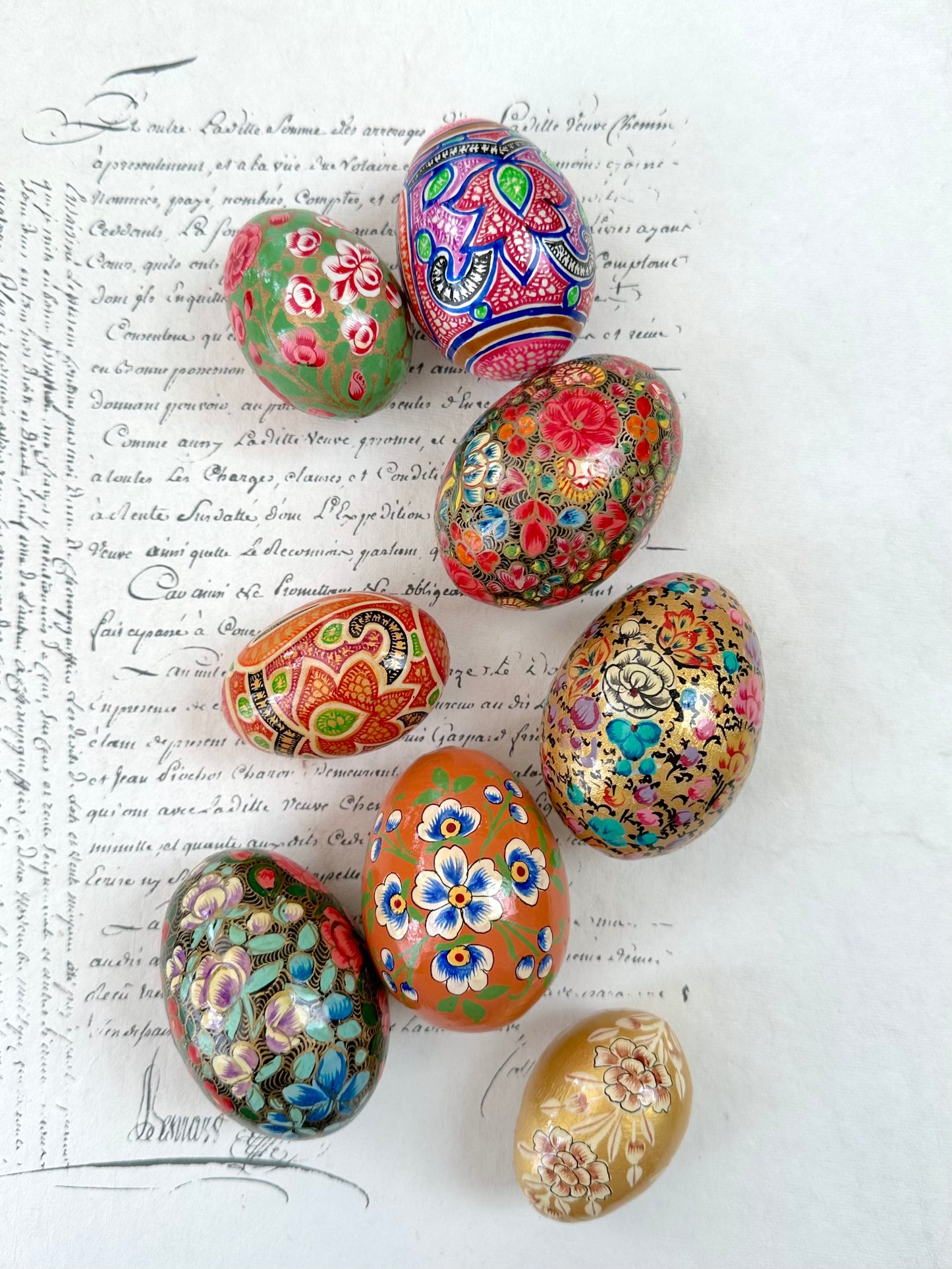 Hand Painted Easter Eggs Set - Red/Orange II