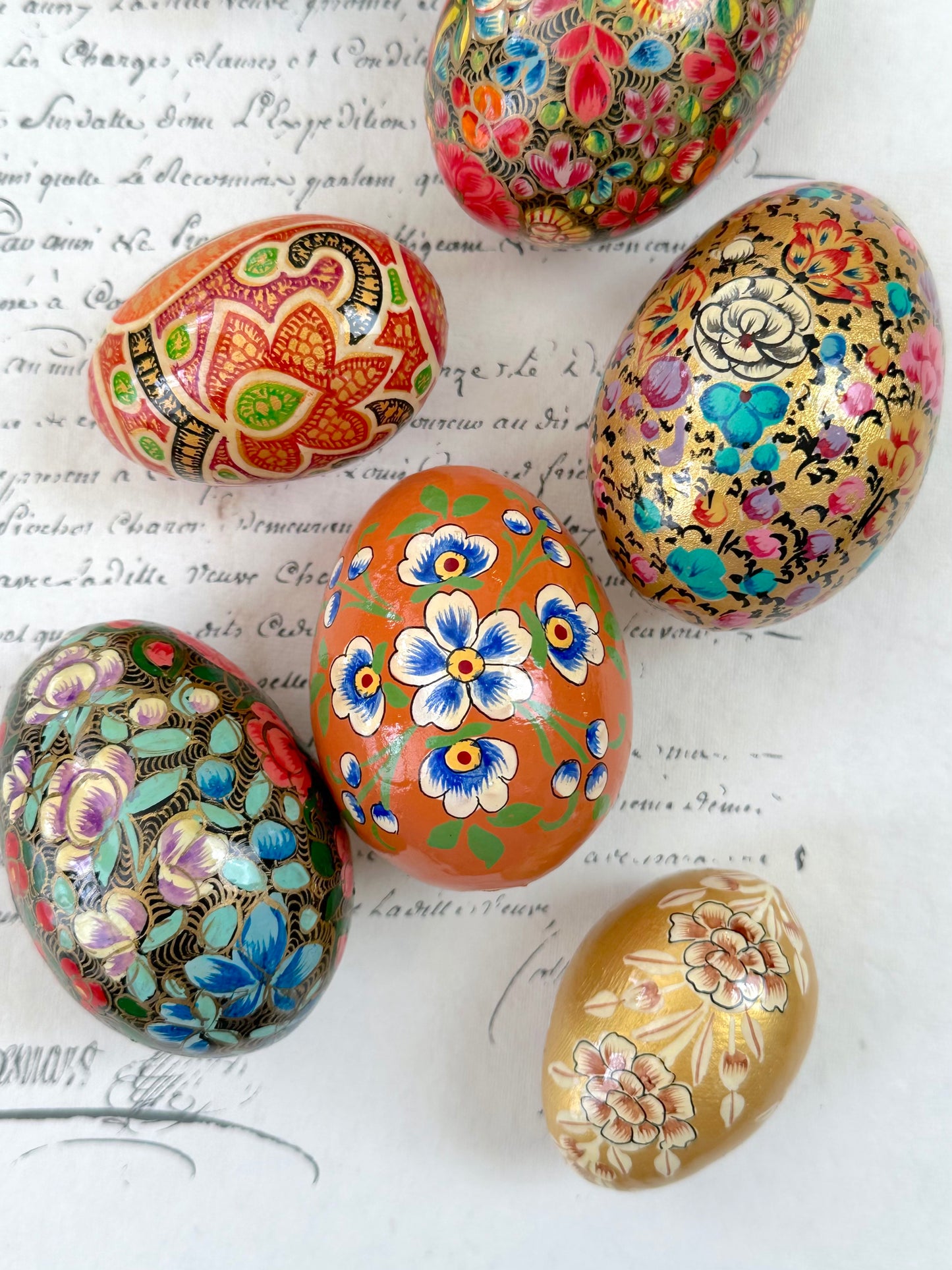 Hand Painted Easter Eggs Set - Red/Orange II