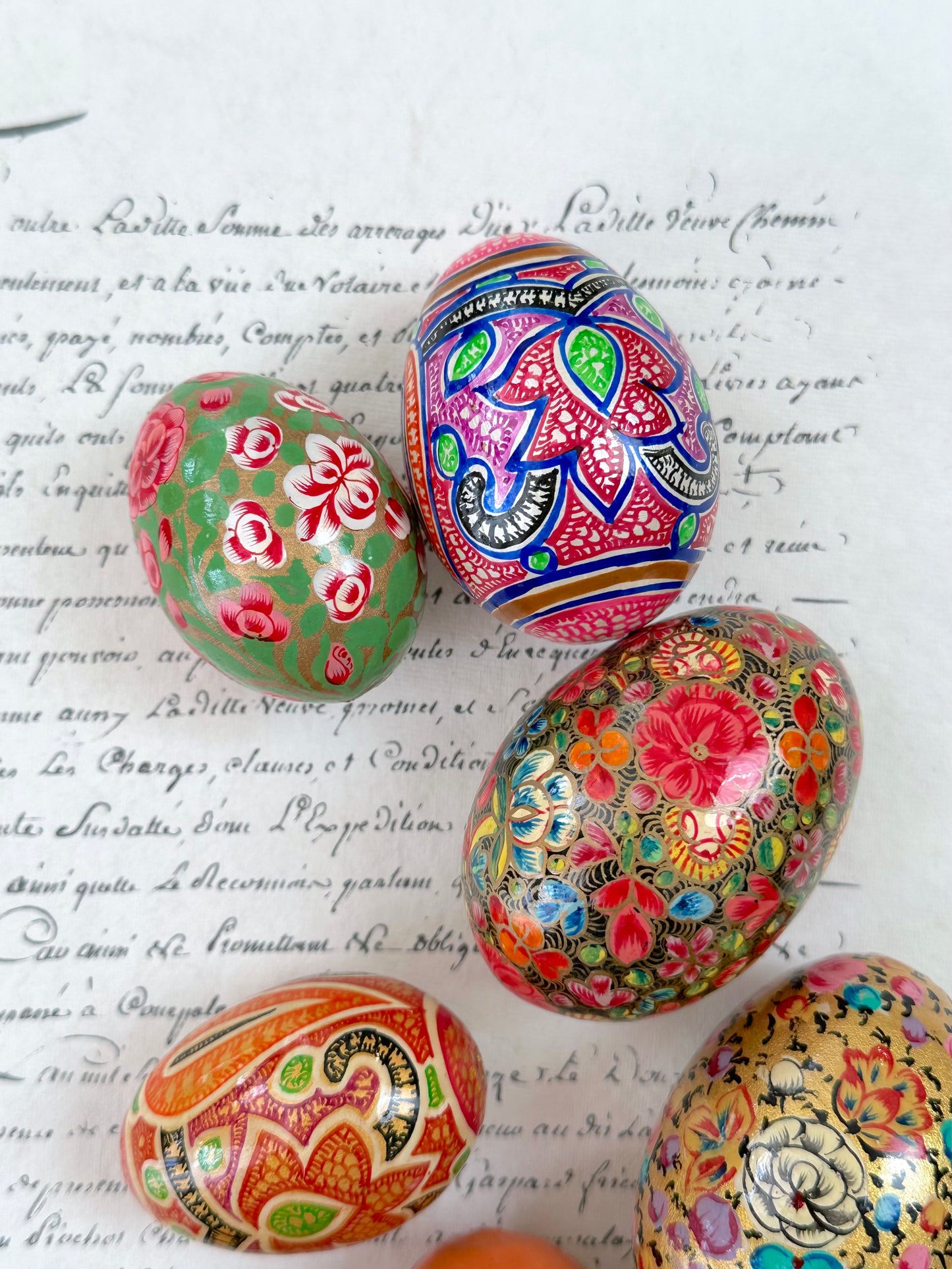 Hand Painted Easter Eggs Set - Red/Orange II