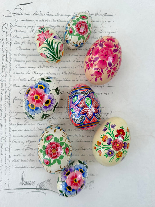 Hand Painted Easter Eggs Set - Pink