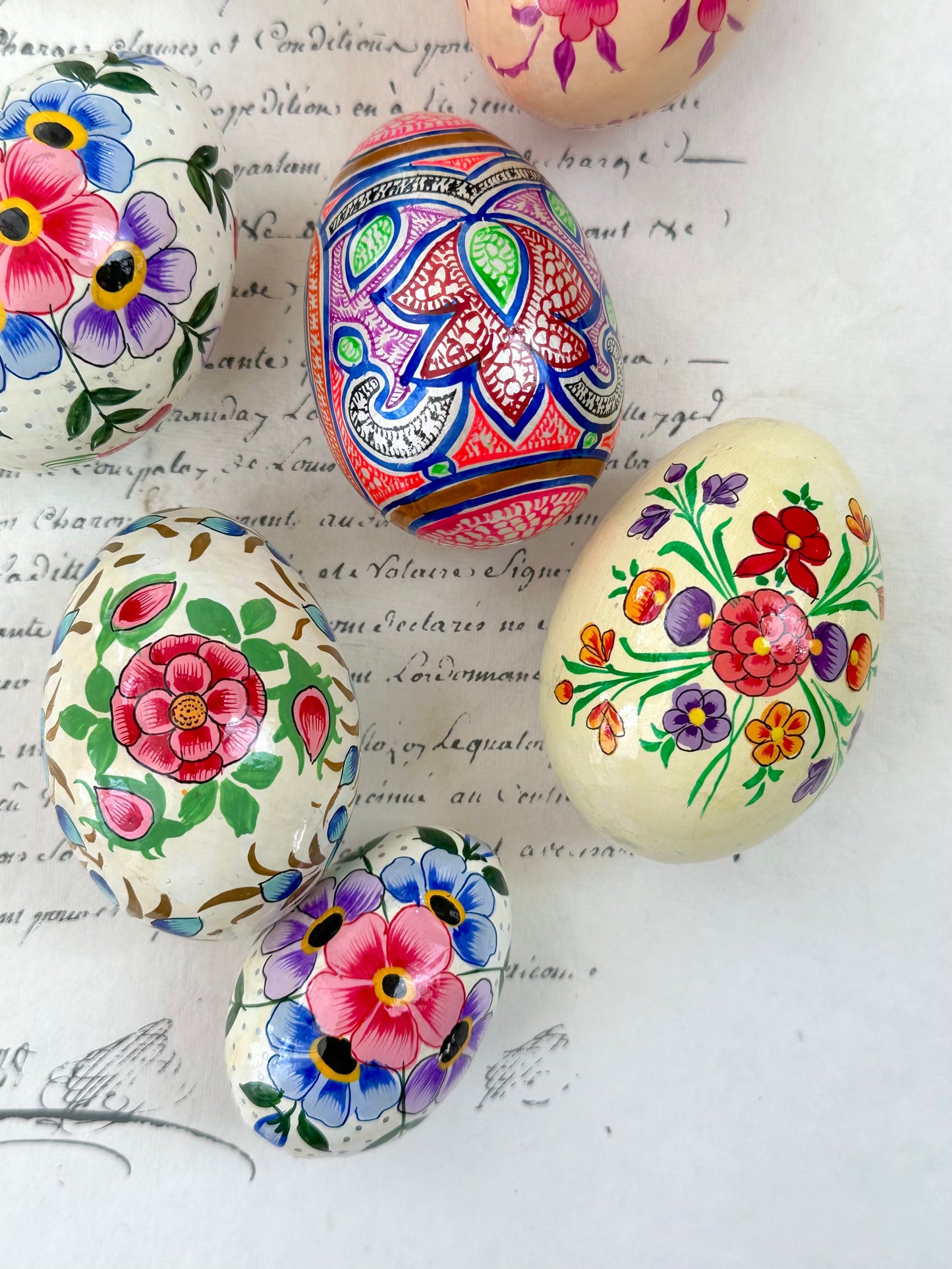 Hand Painted Easter Eggs Set - Pink