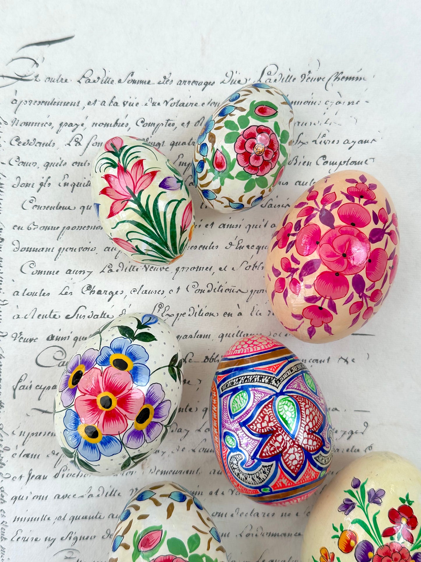 Hand Painted Easter Eggs Set - Pink