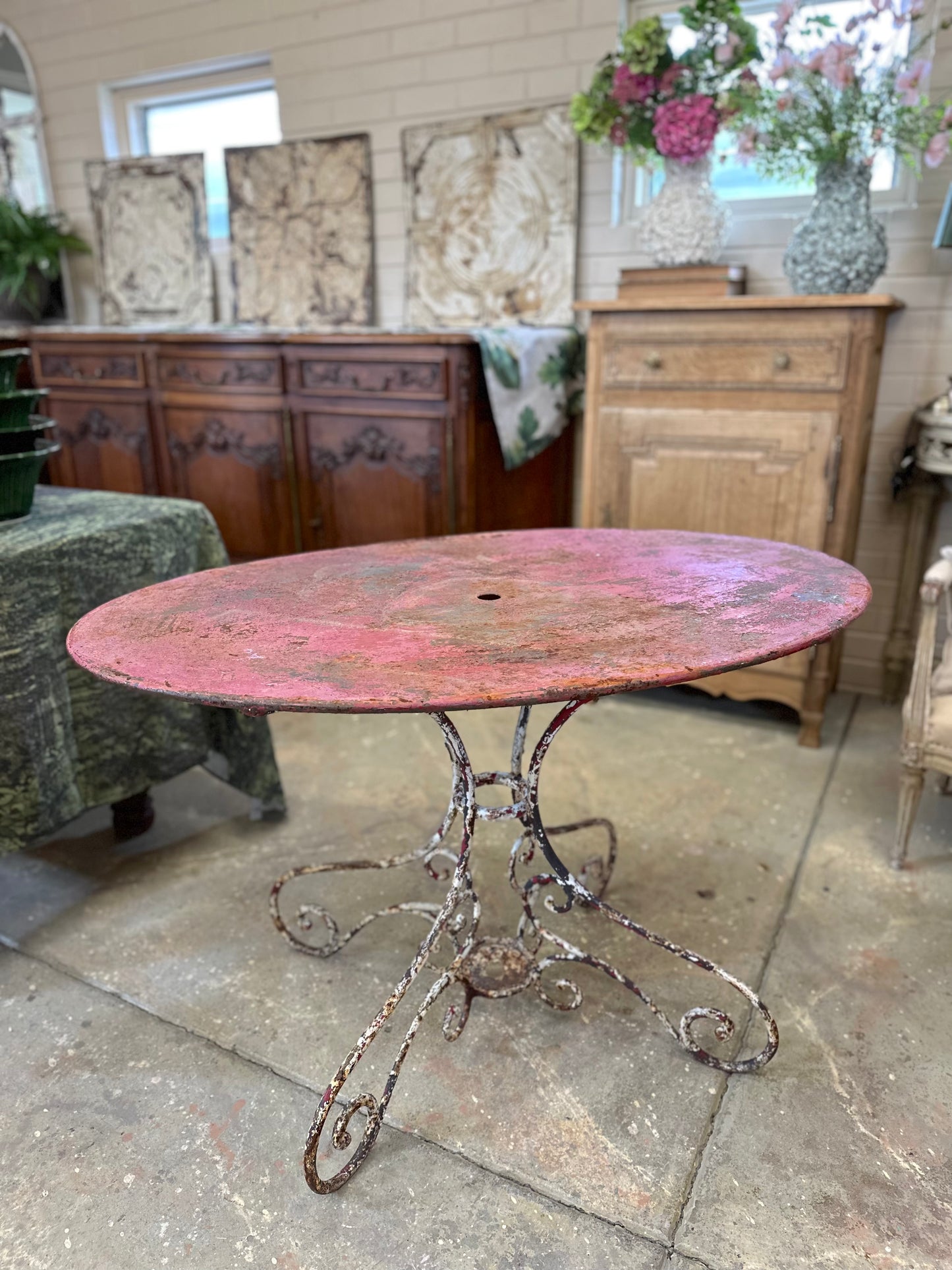 Antique French Oval Outdoor Table