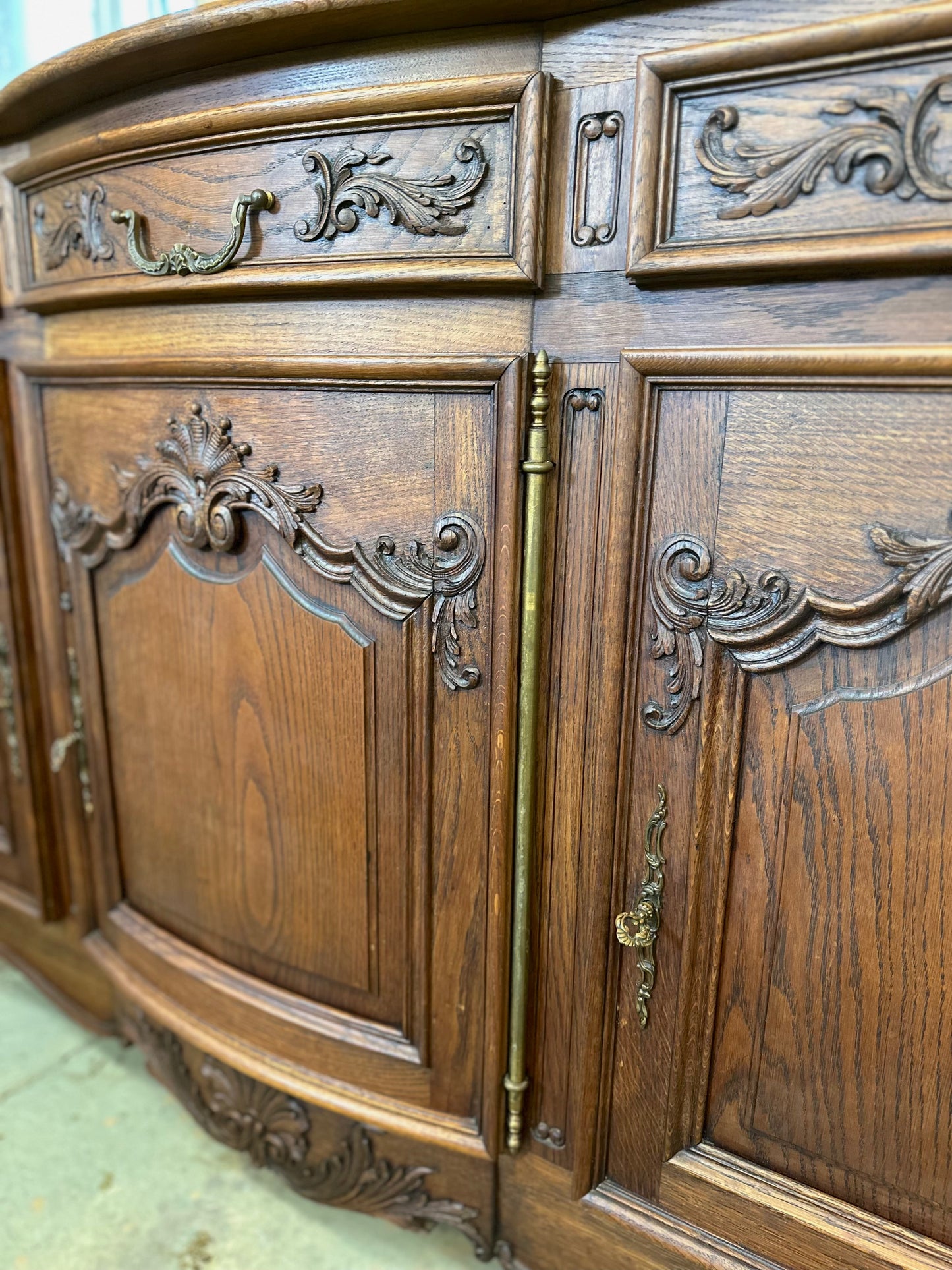 Antique French Oak 3 Door 3 Drawer Sideboard