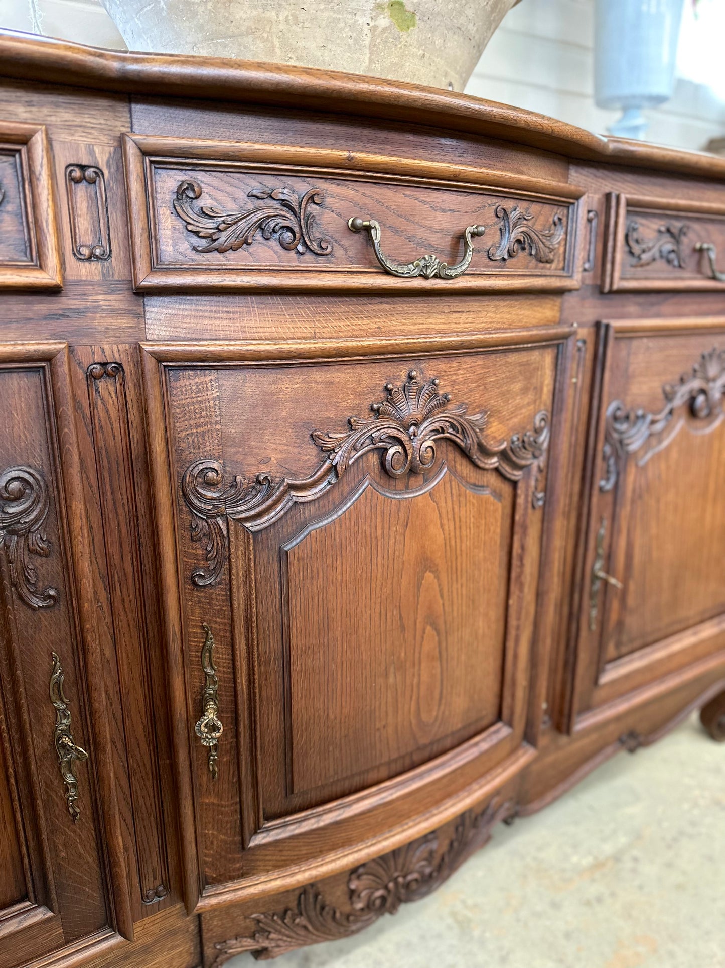 Antique French Oak 3 Door 3 Drawer Sideboard