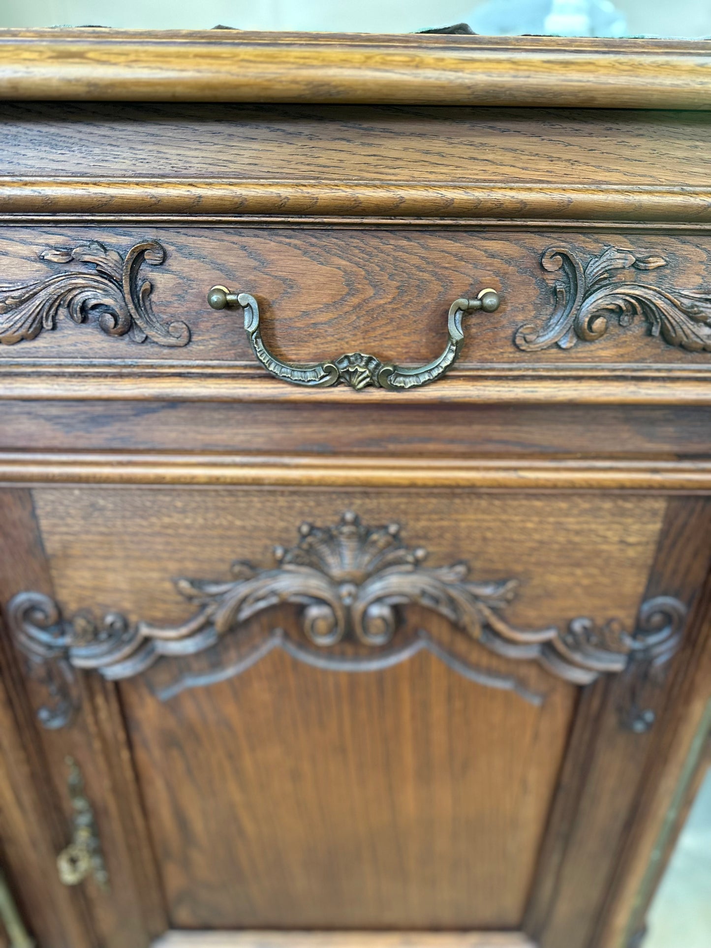 Antique French Oak 3 Door 3 Drawer Sideboard