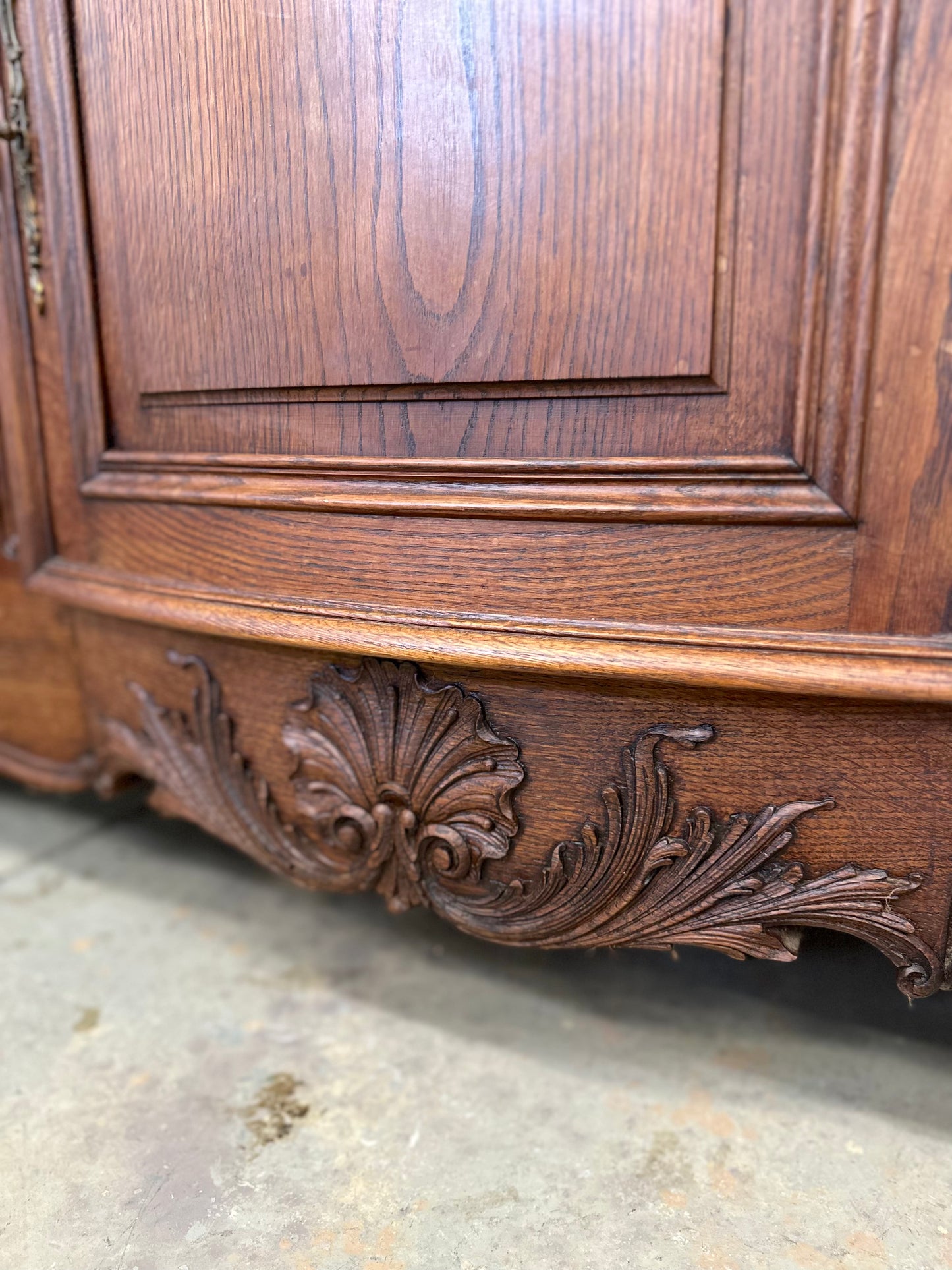 Antique French Oak 3 Door 3 Drawer Sideboard