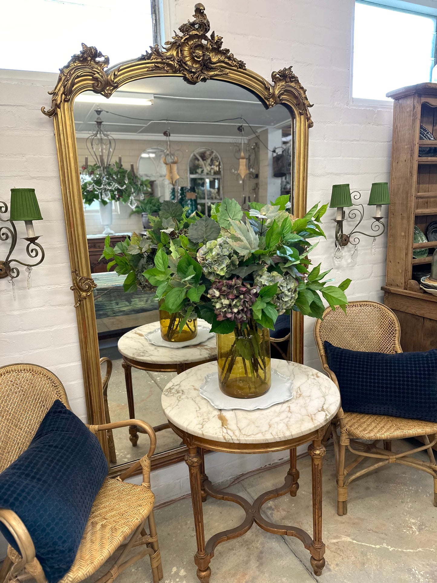 Antique French Gold Gilt Table With Round Marble Top