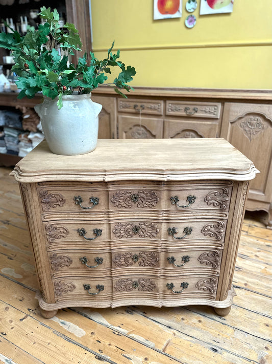 Antique French Oak 4 Drawer Commode