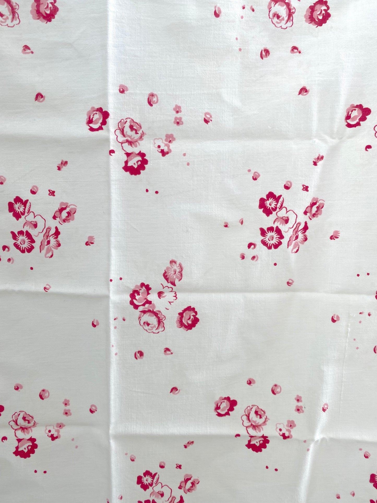 Antique French Pink/Lemon Floral Cotton Fabric Panel 60x40cm