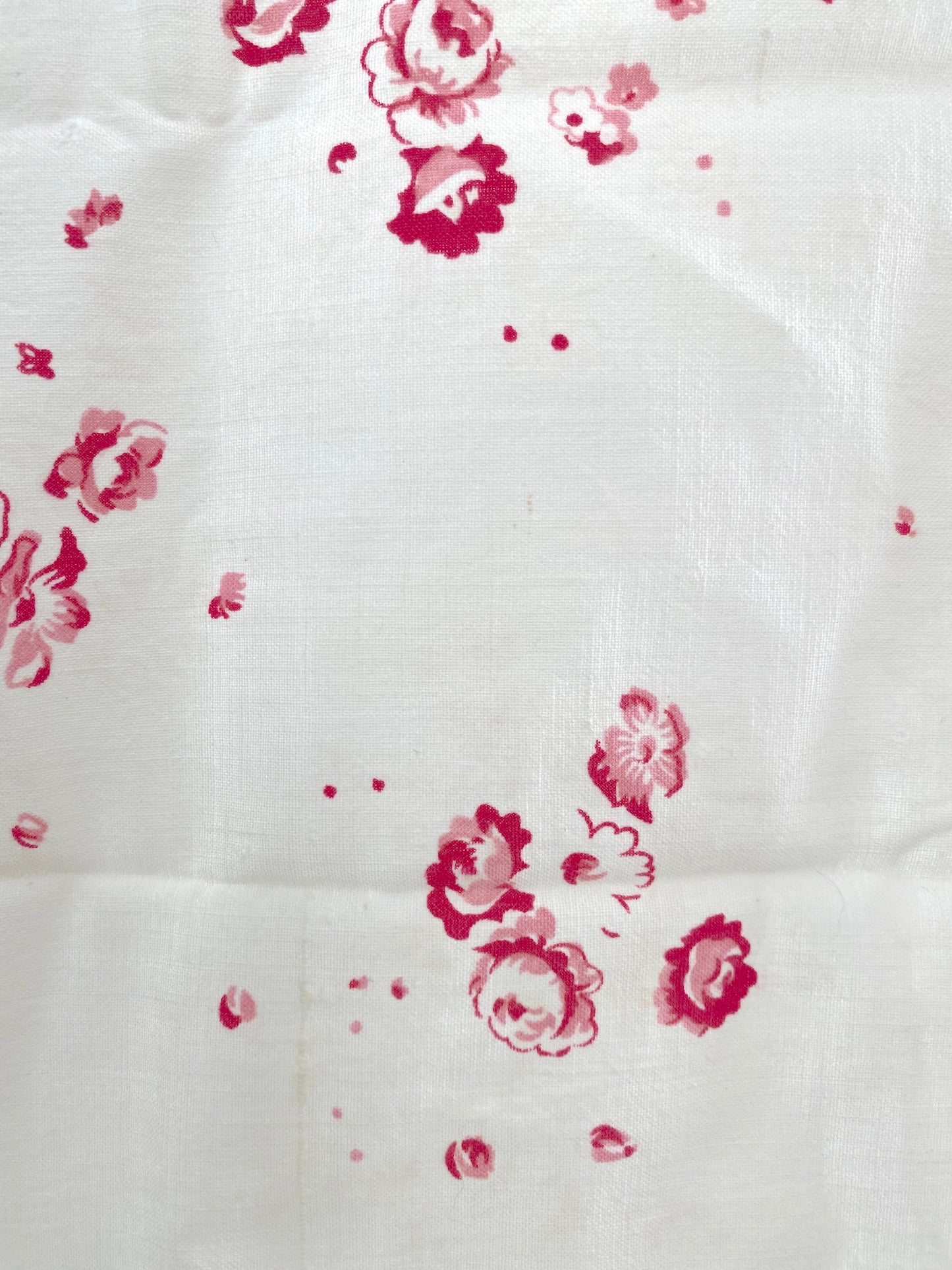 Antique French Pink/Lemon Floral Cotton Fabric Panel 60x40cm