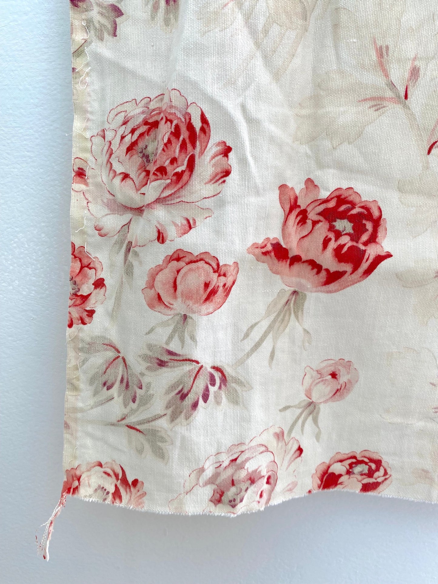 Antique French Pink Poppies Cotton Panel 50x50cm