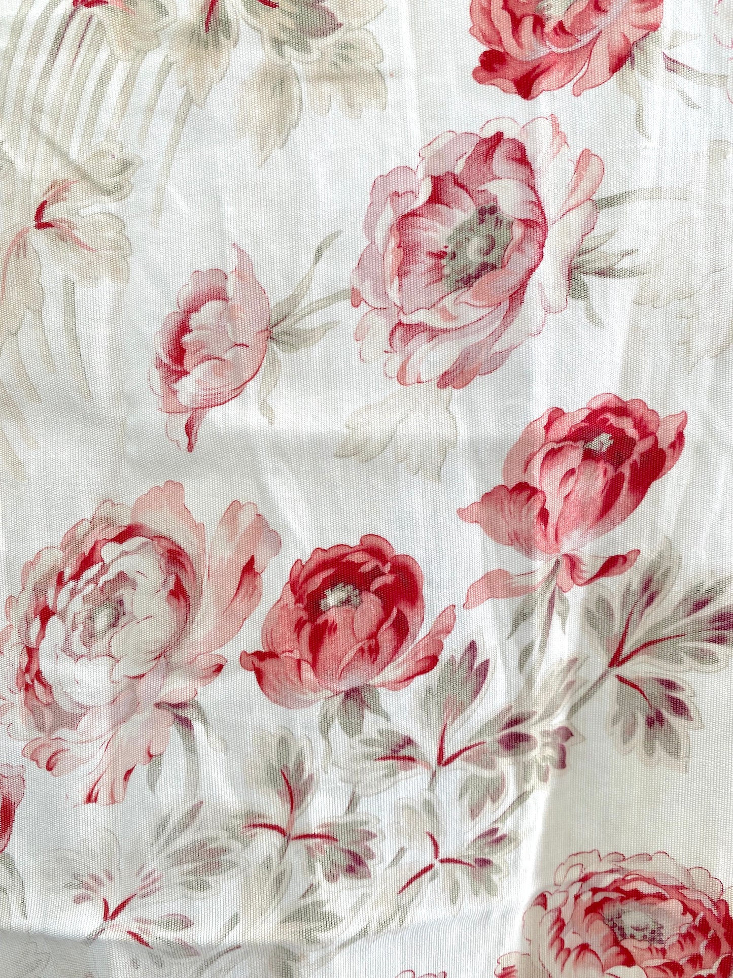 Antique French Pink Poppies Cotton Panel 50x50cm