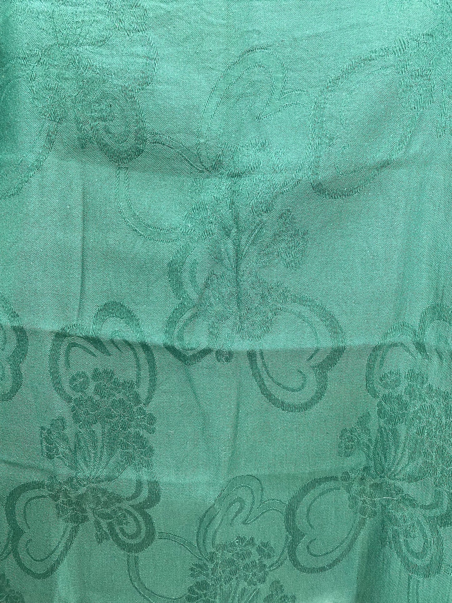 Vintage French Green Cotton Fabric Panel 50x50cm