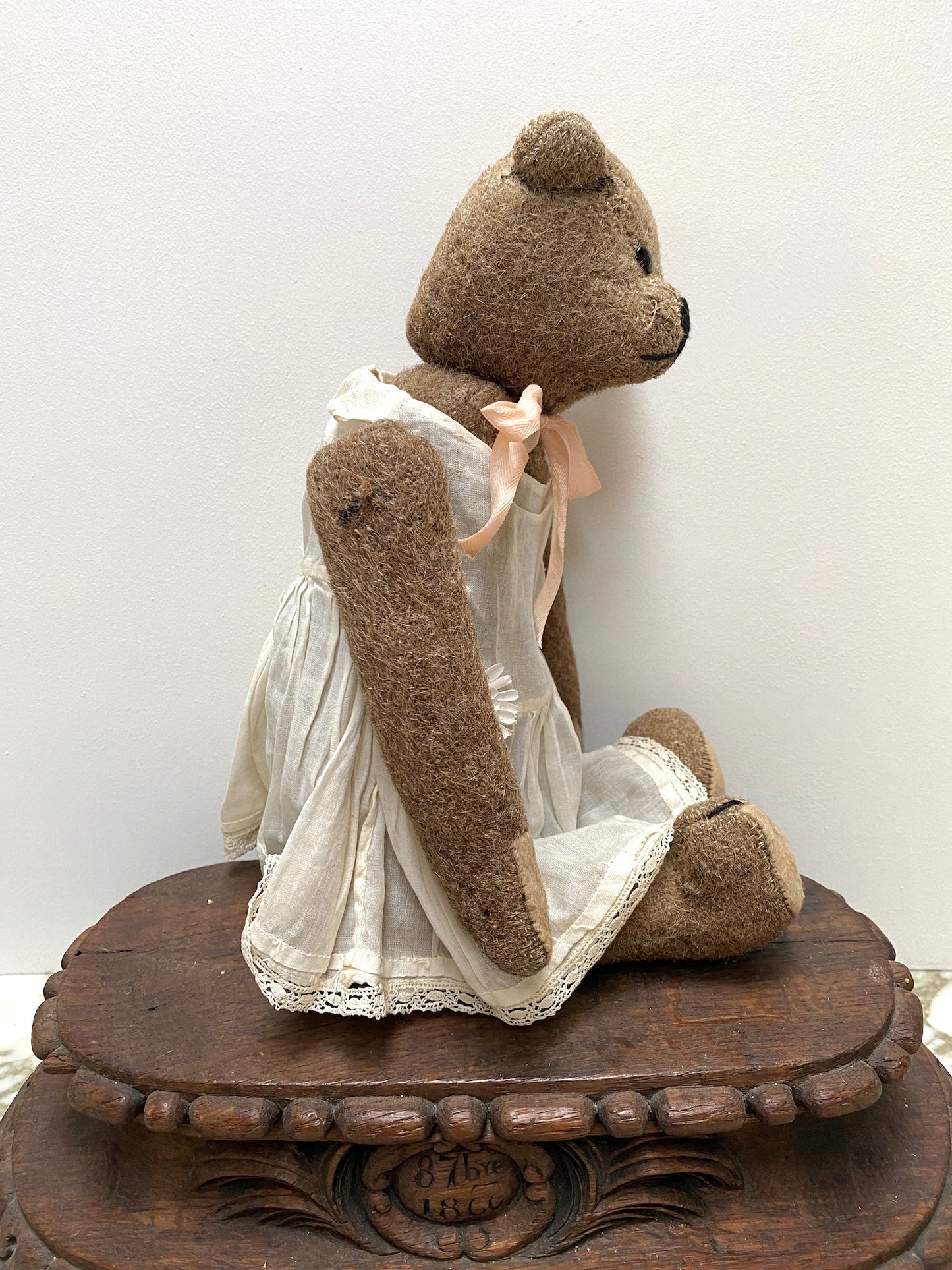 Vintage French Brown Bear in Petticoat Soft Toy