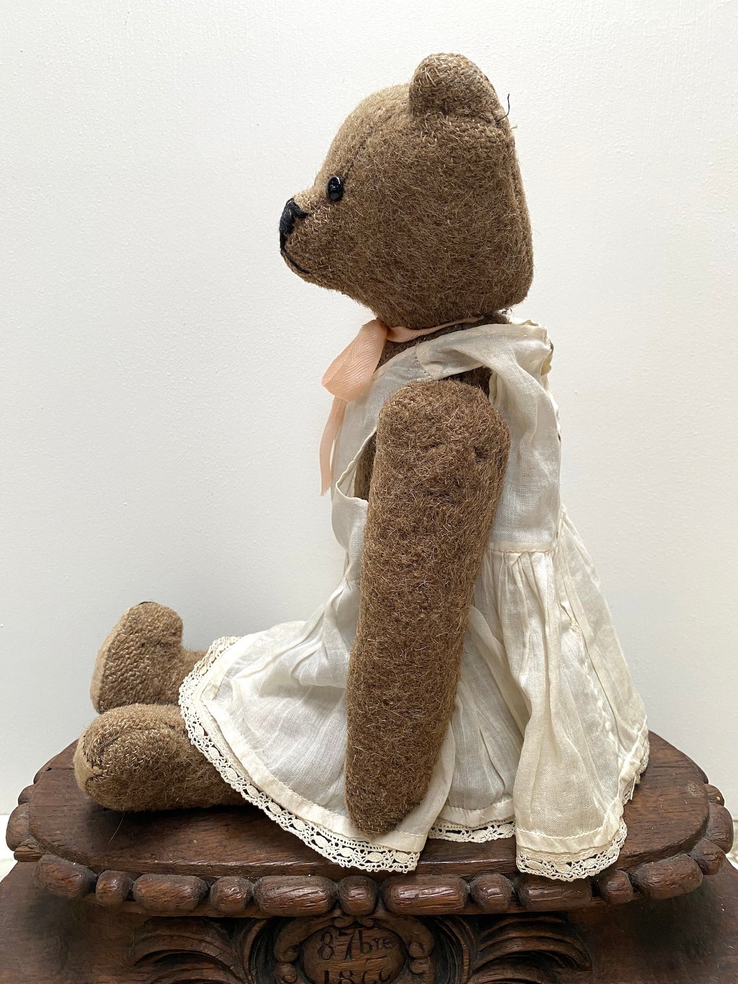 Vintage French Brown Bear in Petticoat Soft Toy