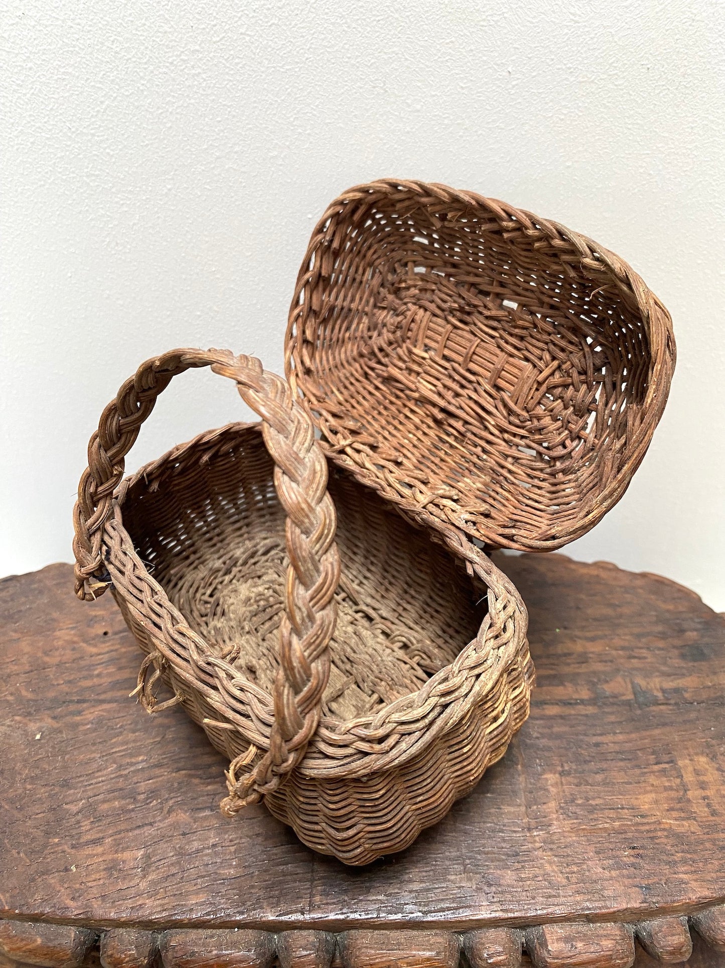 Antique French Miniature Woven Cane Baskets