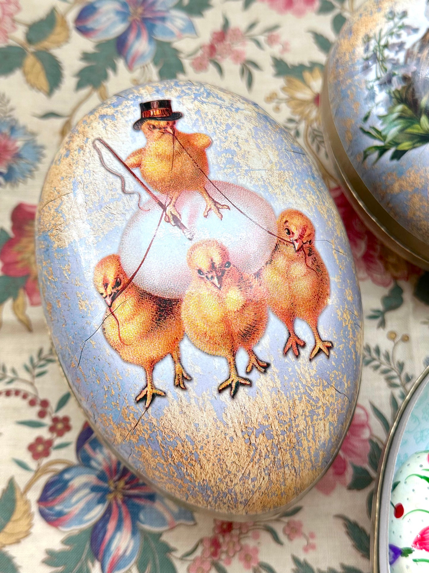 German Paper Eggs Set Of 3 - 'Chicken Family' Small or Medium