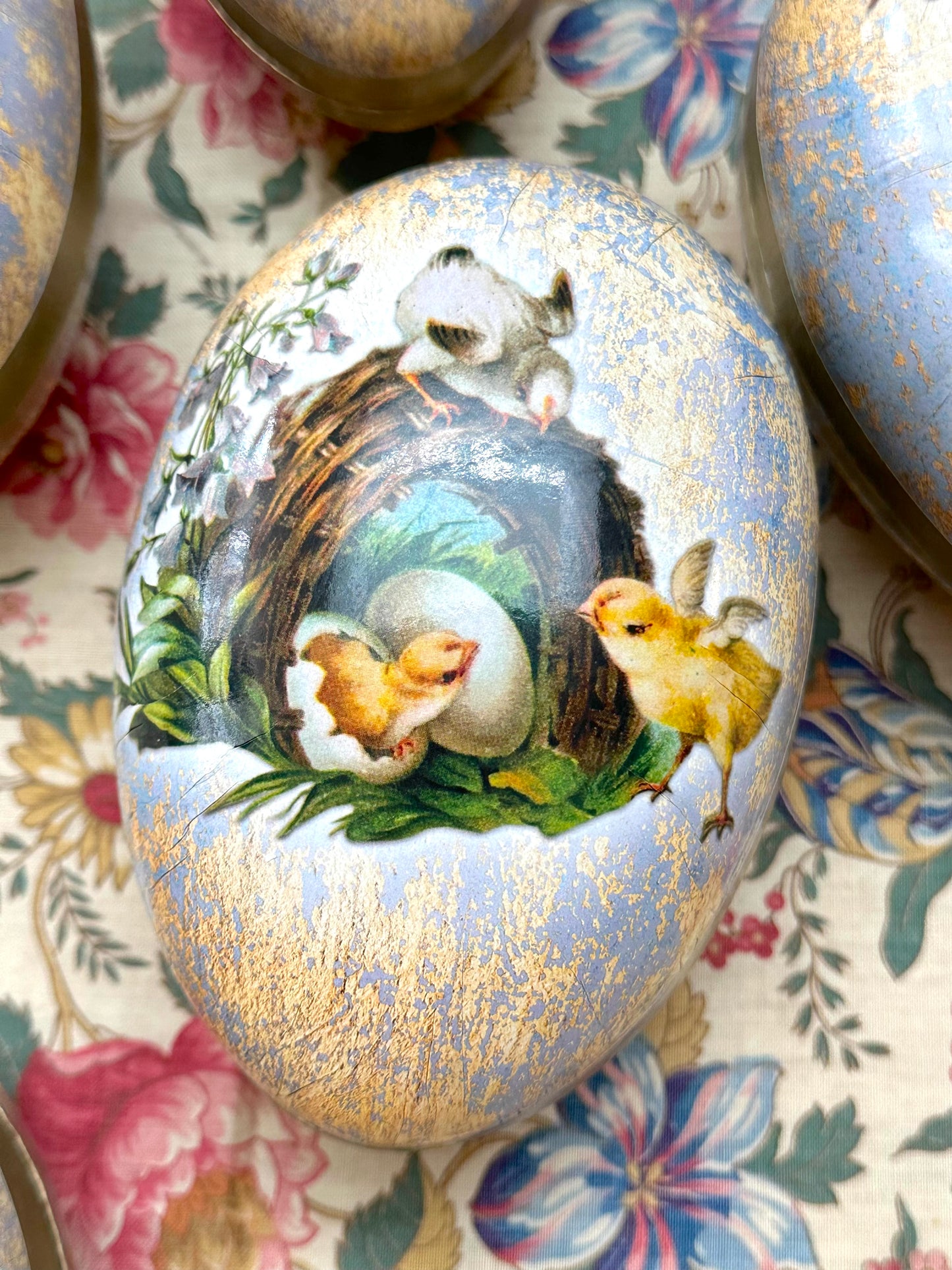 German Paper Eggs Set Of 3 - 'Chicken Family' Small or Medium