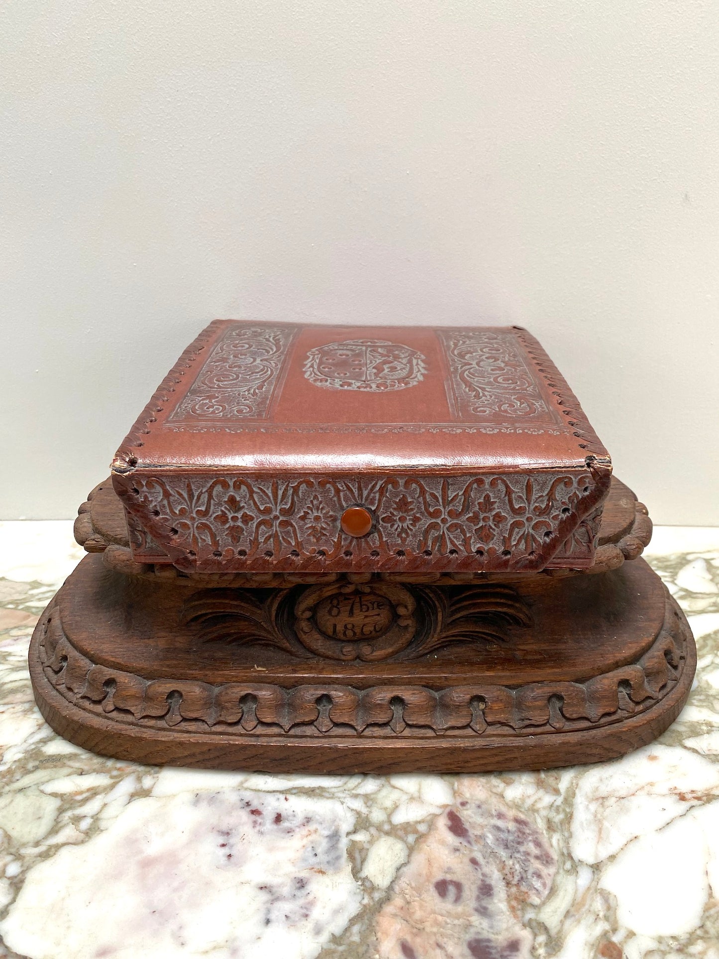 Antique French Tooled Leather Thread Case