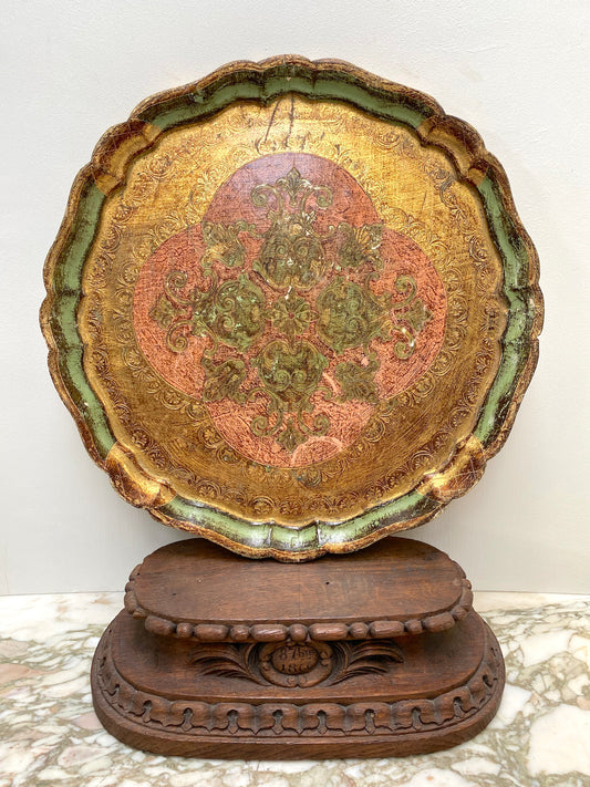 Vintage Italian Wooden Decorative Platter