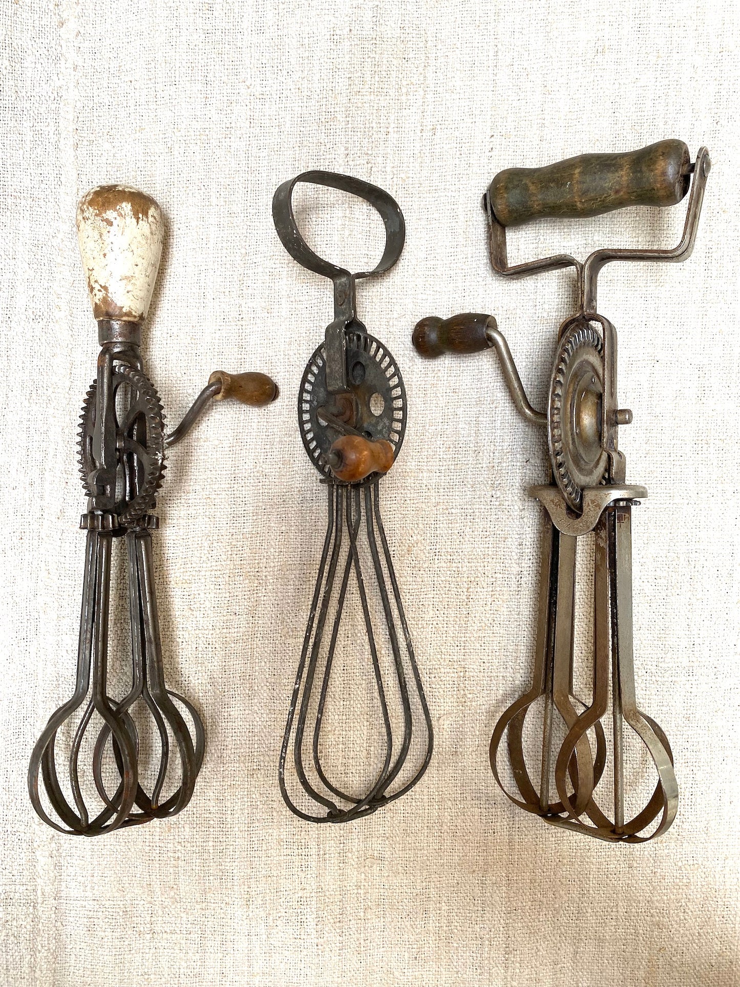 Antique French Metal Hand-Held Kitchen Beaters