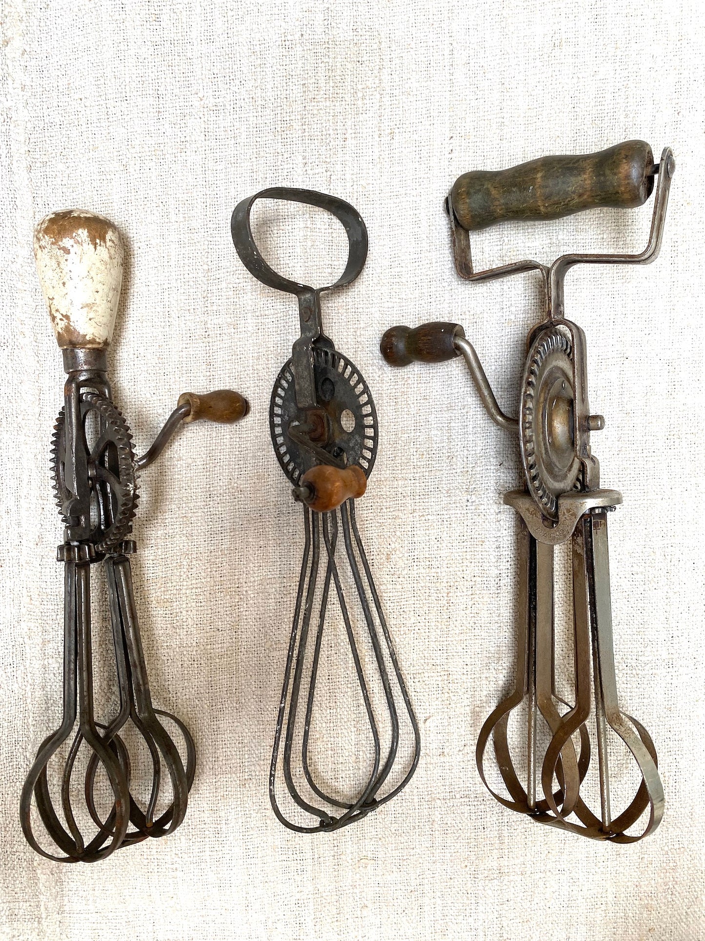 Antique French Metal Hand-Held Kitchen Beaters