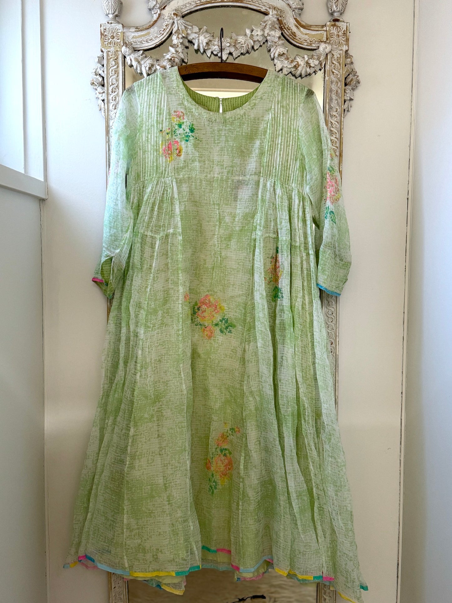 Eka Light Green Floral Dress - Extra Small - LAST ONE