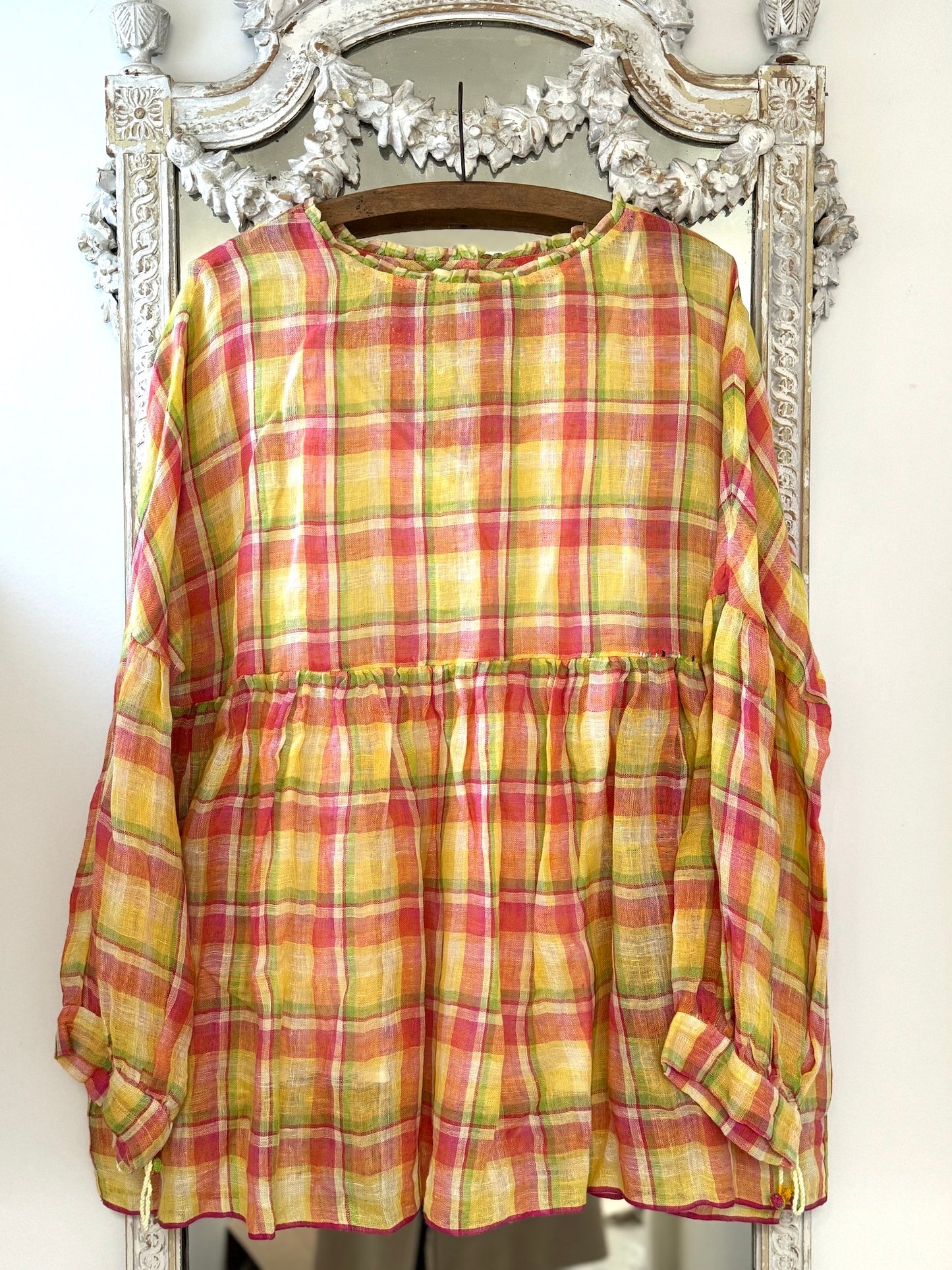 Eka 'Ash' Pink & Citrus Check Top