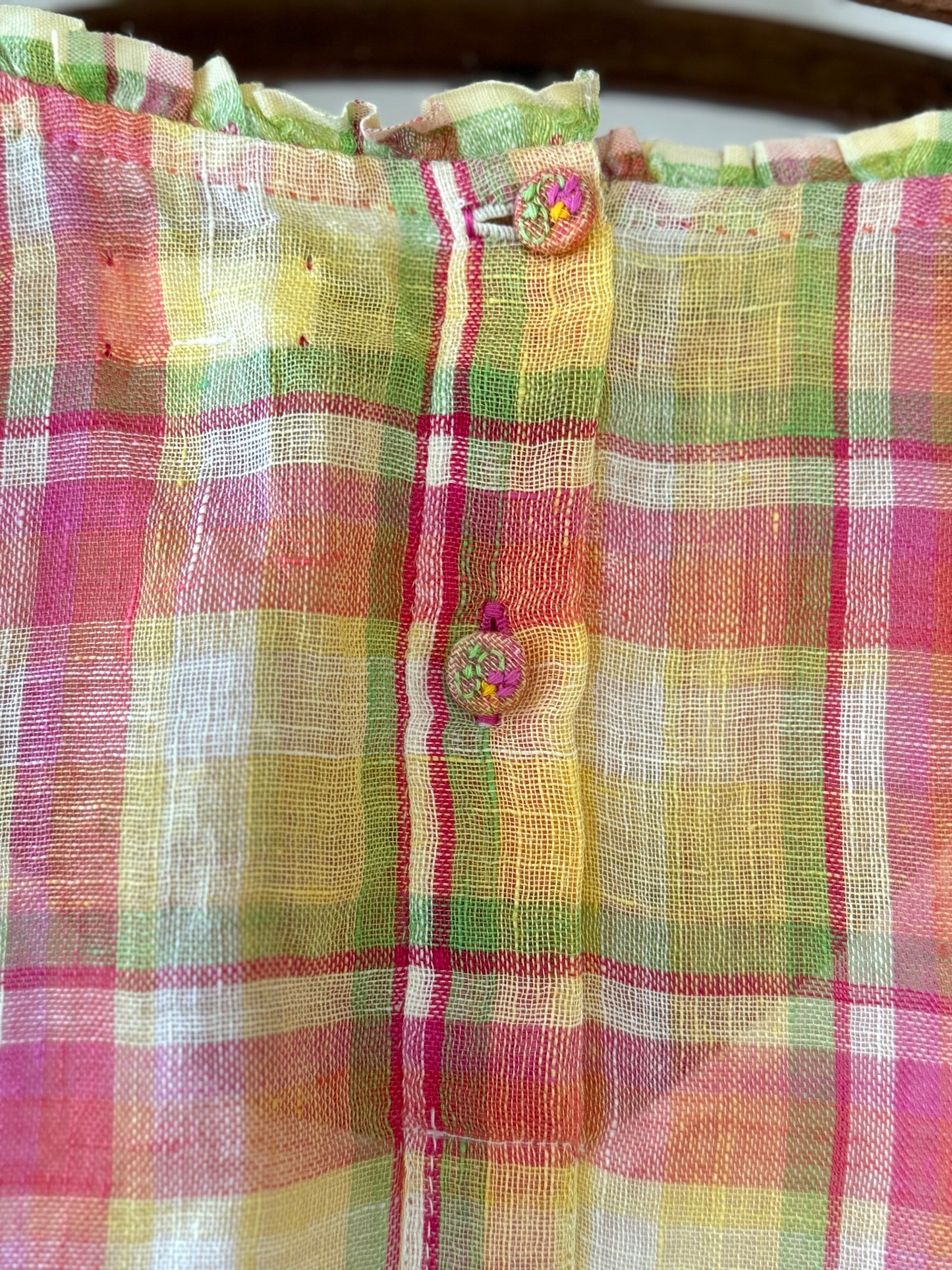 Eka 'Ash' Pink & Citrus Check Top