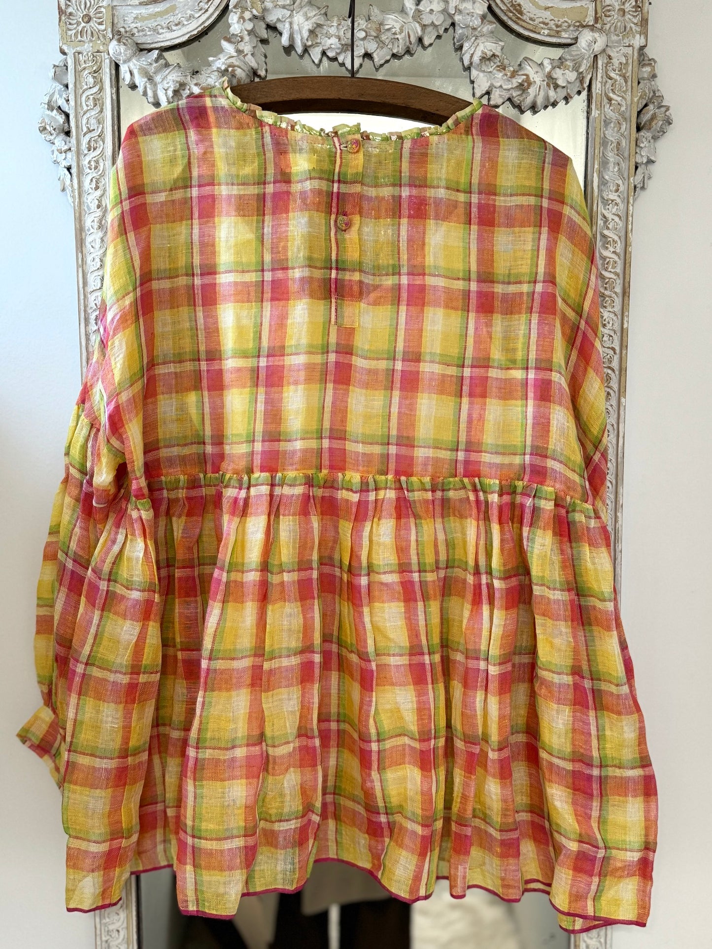 Eka 'Ash' Pink & Citrus Check Top