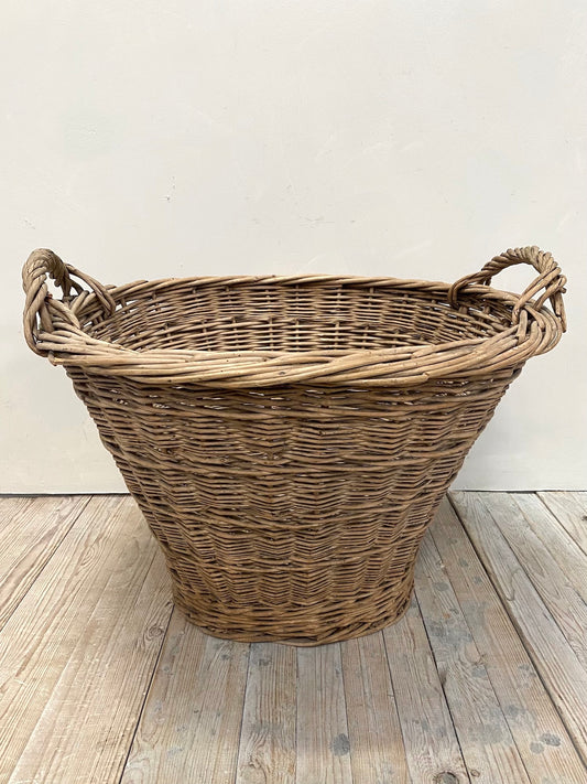 Antique French Large Oval Laundry Basket