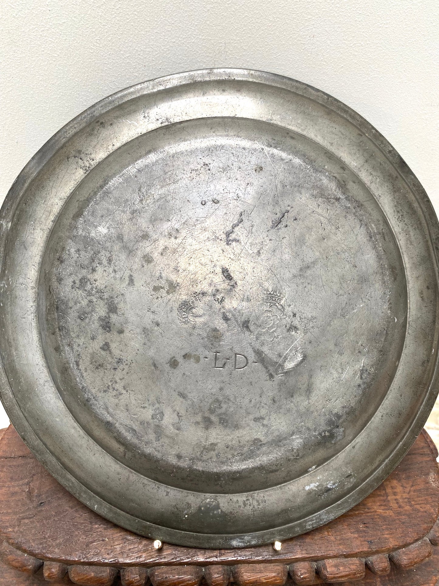 Antique French Round Pewter Plates - Medium