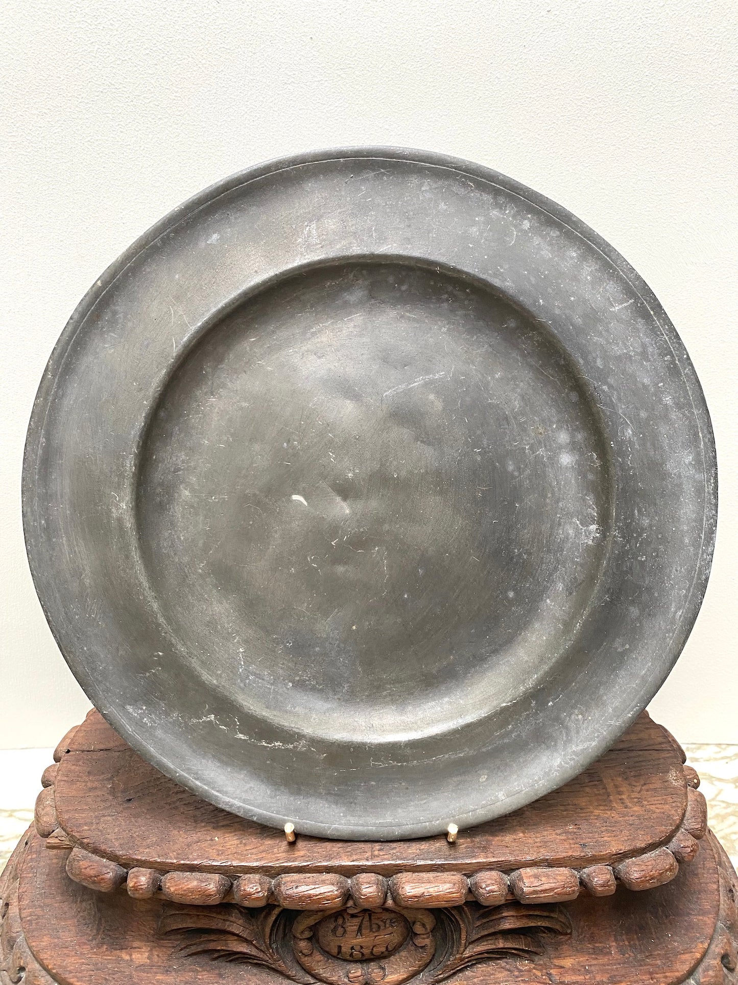 Antique French Round Pewter Plates - Medium