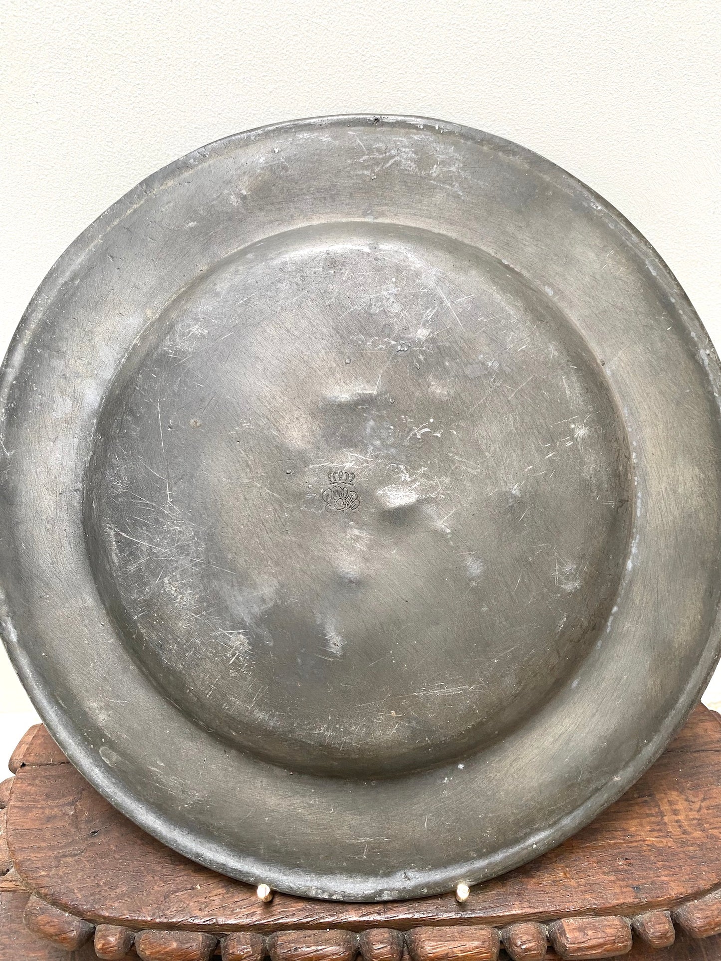 Antique French Round Pewter Plates - Medium