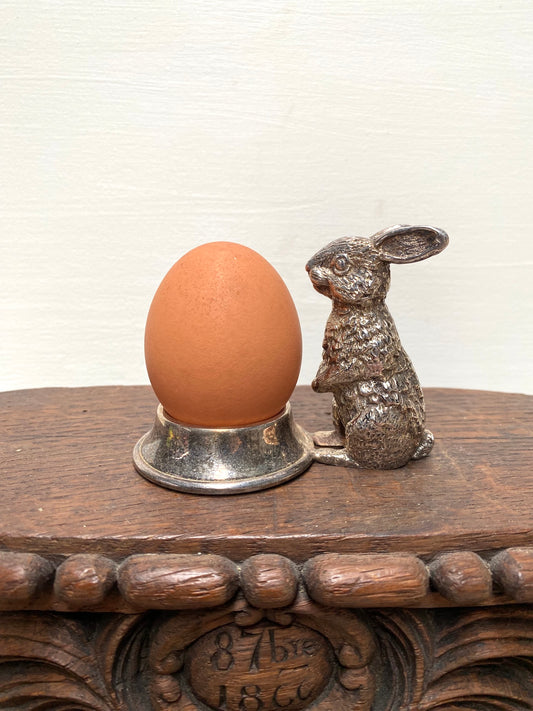 Antique French Pewter Egg Cup - Rabbit