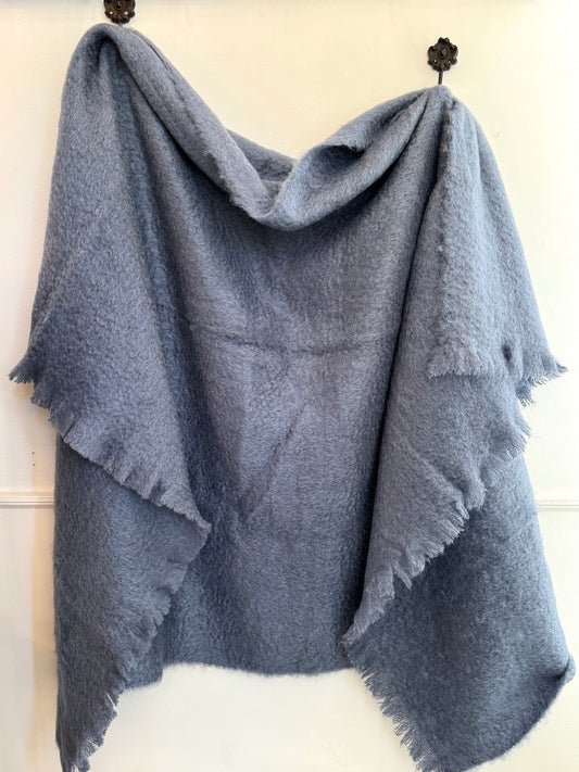 Mantas Ezcaray Cornflower Blue/Grey Mohair Blanket