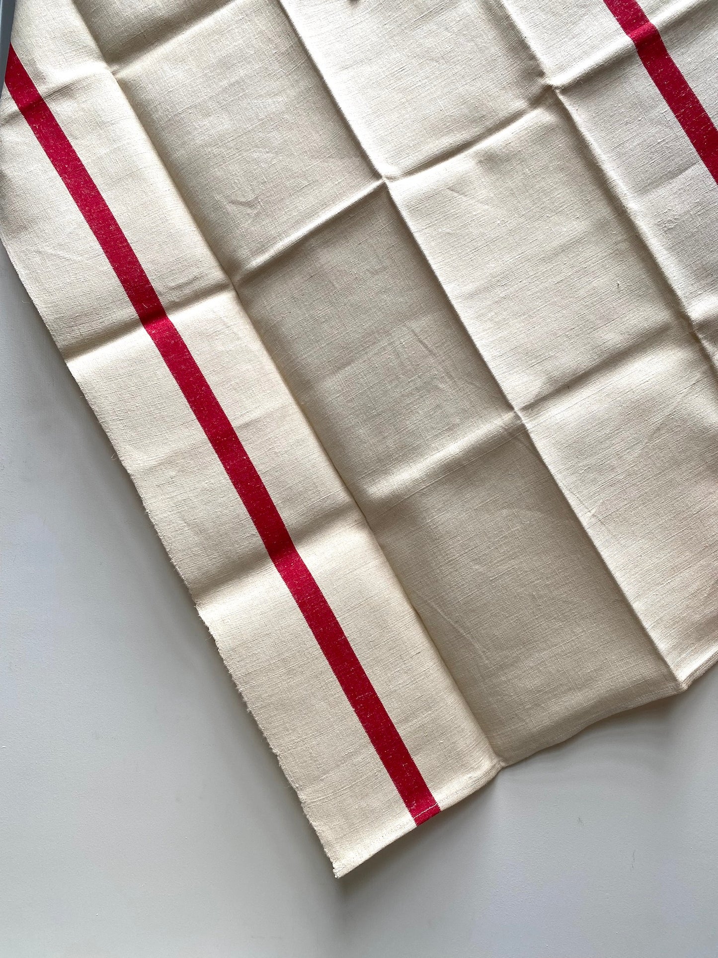 Antique French Red Stripe Pair of Linen Tea Towels