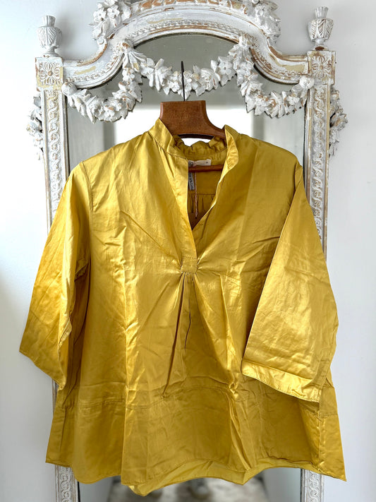 Sula Sunny Silk Cotton Shirt - Misted Yellow