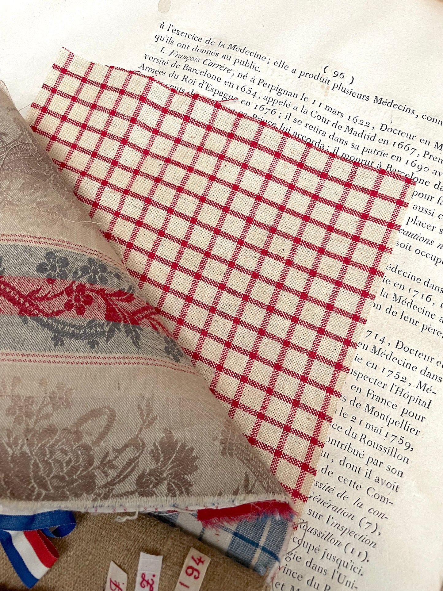 Antique French Red & Blue Fabric Pack